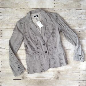 NWOT j.crew schoolboy blazer in eyelet gray tan